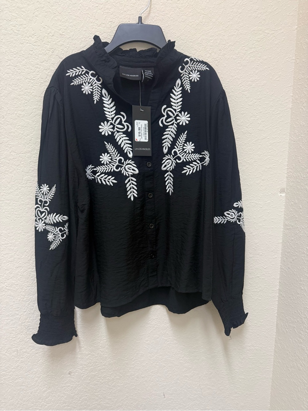 Ulla Johnson Black Embroidered Button-Front Jacket